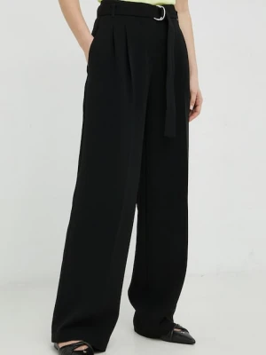 BOSS spodnie damskie kolor czarny proste high waist