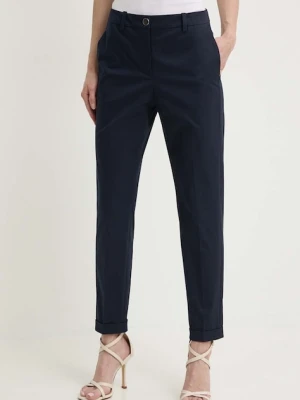 BOSS spodnie damskie kolor granatowy proste high waist 50490057