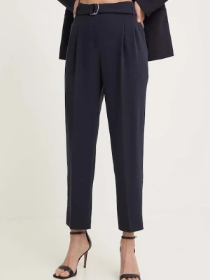 BOSS spodnie damskie kolor granatowy proste high waist