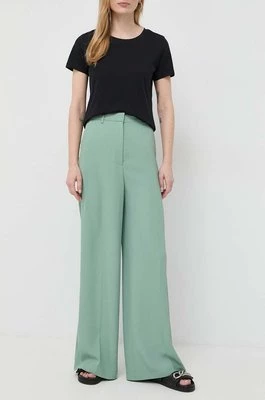 BOSS spodnie damskie kolor zielony proste high waist