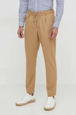 BOSS spodnie męskie kolor beżowy proste