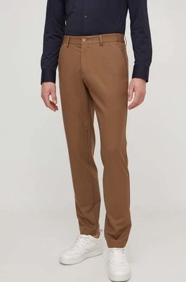 BOSS spodnie męskie kolor brązowy dopasowane