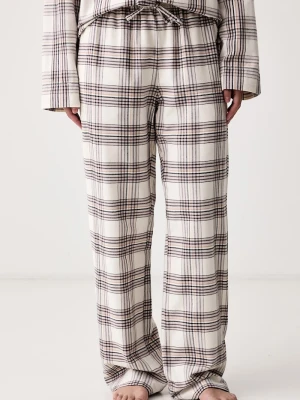 BOSS spodnie piżamowe damskie z bawełną Holiday_Pants CW beżowy