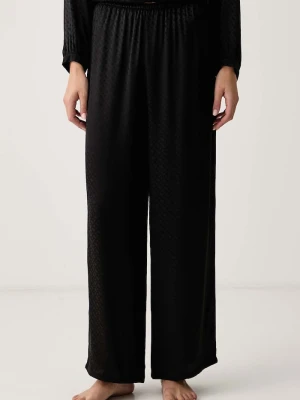 BOSS spodnie piżamowe damskie z wiskozy B Monogram_Pants TW czarny
