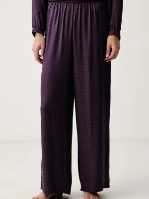 BOSS spodnie piżamowe damskie z wiskozy B Monogram_Pants TW fioletowy