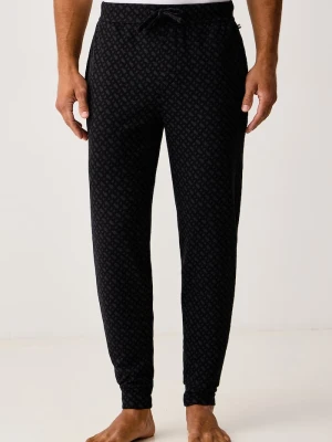 BOSS spodnie piżamowe męskie z bawełną WaffleAOP Cuff Pants czarny