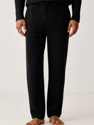 BOSS spodnie piżamowe męskie z bawełną WaffleAOP Pants czarny