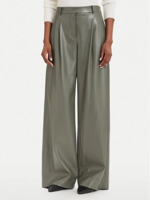 BOSS Spodnie skórzane Tiana4-M 50564757 Zielony ciemny Wide Leg