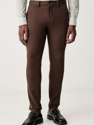 BOSS spodnie slim fit męskie z bawełną P-Kaiton1-Zip brązowy