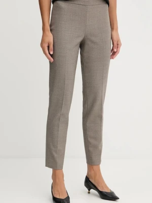 BOSS spodnie wełniane damskie kolor beżowy fason cygaretki high waist 50545535