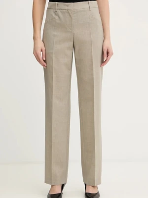 BOSS spodnie wełniane Tilda9 damskie kolor beżowy proste medium waist 50542004