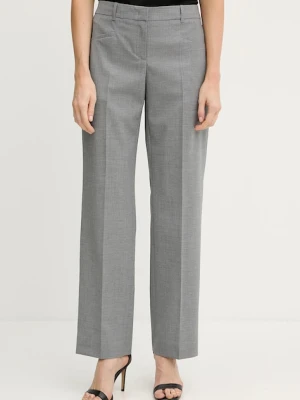 BOSS spodnie wełniane damskie kolor szary proste medium waist 50542004
