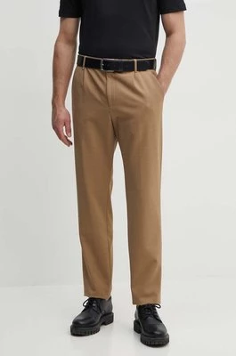BOSS spodnie wełniane kolor beżowy proste 50521637