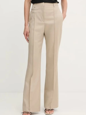 BOSS spodnie wełniane kolor beżowy proste high waist 50543311
