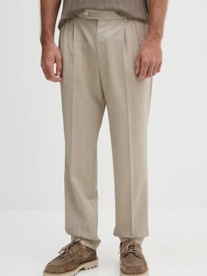 BOSS spodnie wełniane kolor beżowy w fasonie chinos 50545822