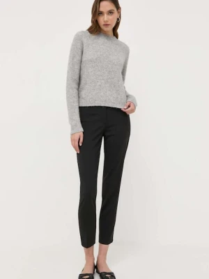 BOSS spodnie wełniane kolor czarny fason cygaretki high waist