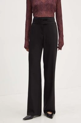 BOSS spodnie wełniane kolor czarny proste high waist 50518404