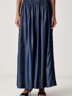 BOSS spodnie wide leg damskie z lyocellu Talini granatowy