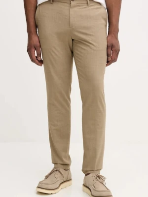 BOSS spodnie z dodatkiem wełny męskie kolor beżowy proste 50556758