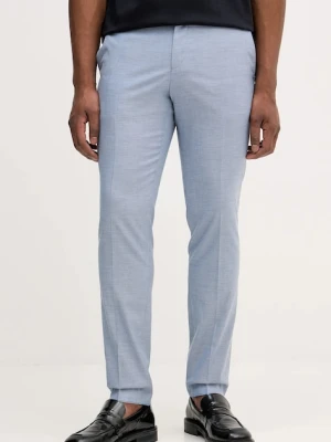 BOSS spodnie z dodatkiem wełny męskie kolor niebieski w fasonie chinos 50557407