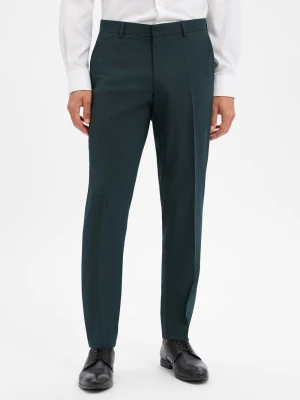 BOSS Spodnie z wełny dziewiczej - Leon Mężczyźni Regular Fit Sztuczne włókno zielony jednolity,