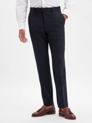 BOSS Spodnie z zawartością wełny - Leon Mężczyźni Regular Fit niebieski wzorzysty,