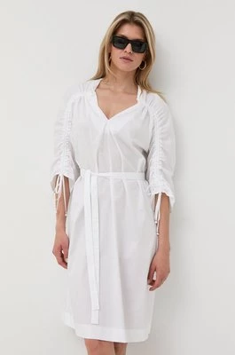 BOSS sukienka bawełniana 50472153 kolor biały mini rozkloszowana