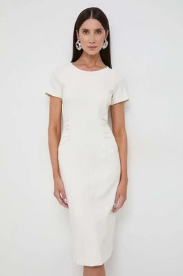 BOSS sukienka kolor biały mini dopasowana