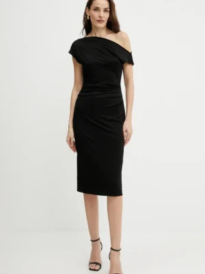 BOSS sukienka kolor czarny midi dopasowana 50540871