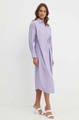 BOSS sukienka kolor fioletowy midi oversize 50521214