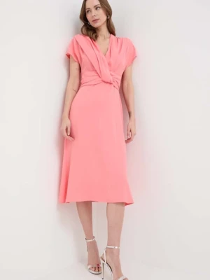 BOSS sukienka kolor fioletowy midi rozkloszowana 50515198