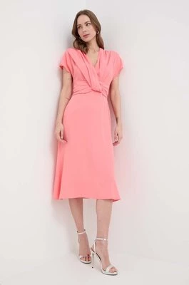 BOSS sukienka kolor fioletowy midi rozkloszowana 50515198