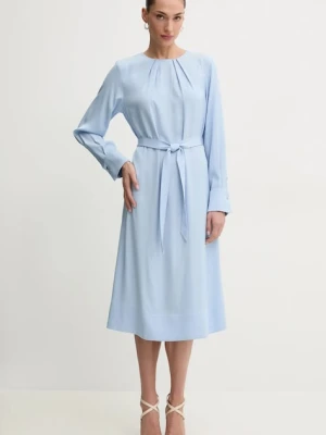 BOSS sukienka kolor niebieski midi rozkloszowana 50530538