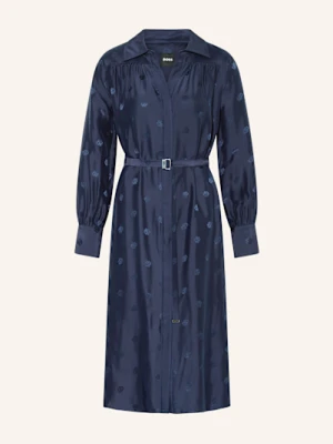 Boss Sukienka Koszulowa Dieshina Z Żakardu, Z Dodatkiem Jedwabiu blau