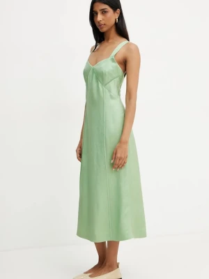 BOSS sukienka z domieszką lnu