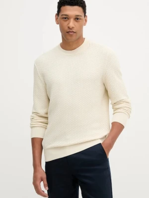 BOSS sweter bawełniany męski kolor beżowy lekki 50545283