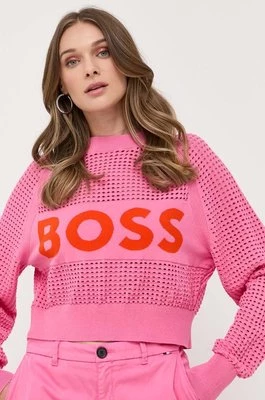 BOSS sweter damski kolor różowy lekki