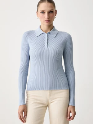 BOSS sweter damski wełniany Faelina niebieski