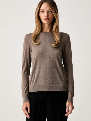 BOSS sweter damski wełniany Ferpina brązowy