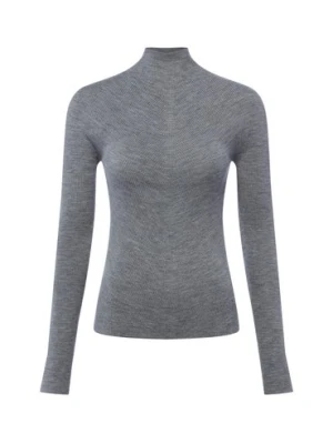 BOSS Sweter damski z dzianiny - Foliora Kobiety wełna ze strzyży szary marmurkowy,