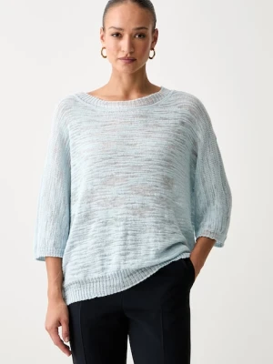 BOSS sweter damski z lnem Farofano niebieski