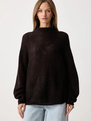BOSS sweter damski z wełną Fewena brązowy
