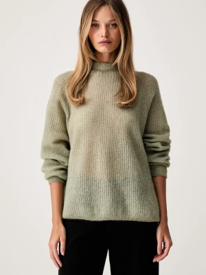 BOSS sweter damski z wełną Fewena zielony