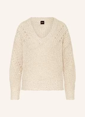 Boss Sweter Firamisu Z Błyszczącą Przędzą beige