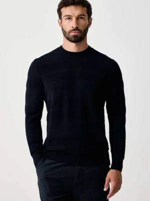 BOSS sweter męski wełniany H-Finito granatowy