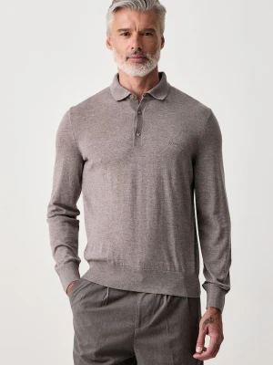 BOSS sweter męski wełniany H-Lancione-L brązowy