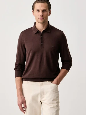 BOSS sweter męski wełniany H-Lancione-L brązowy