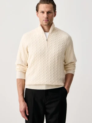 BOSS sweter męski z wełną H-Furore beżowy