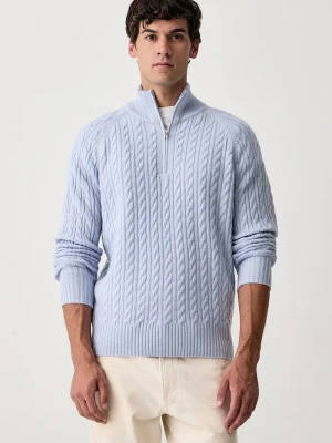 BOSS sweter męski z wełną H-Furore niebieski