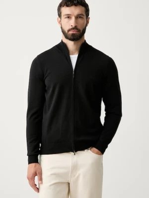 BOSS sweter rozpinany męski wełniany H-Balonso-L czarny